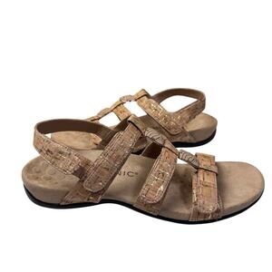 Vionic Amber Sandals Womens Size 10 Tan Cork Adjustable Strap Open Toe Flats